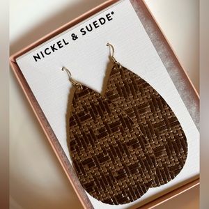Nickel & Suede Vintage Tweed Teardrops (MEDIUM)